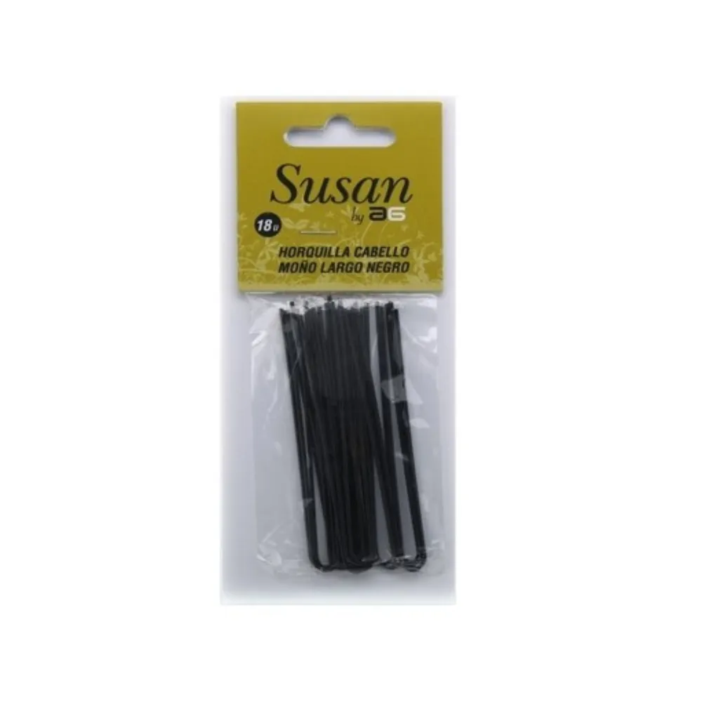 Asuer Horquilla Cabello Moño Largo Negro Susan 18uds